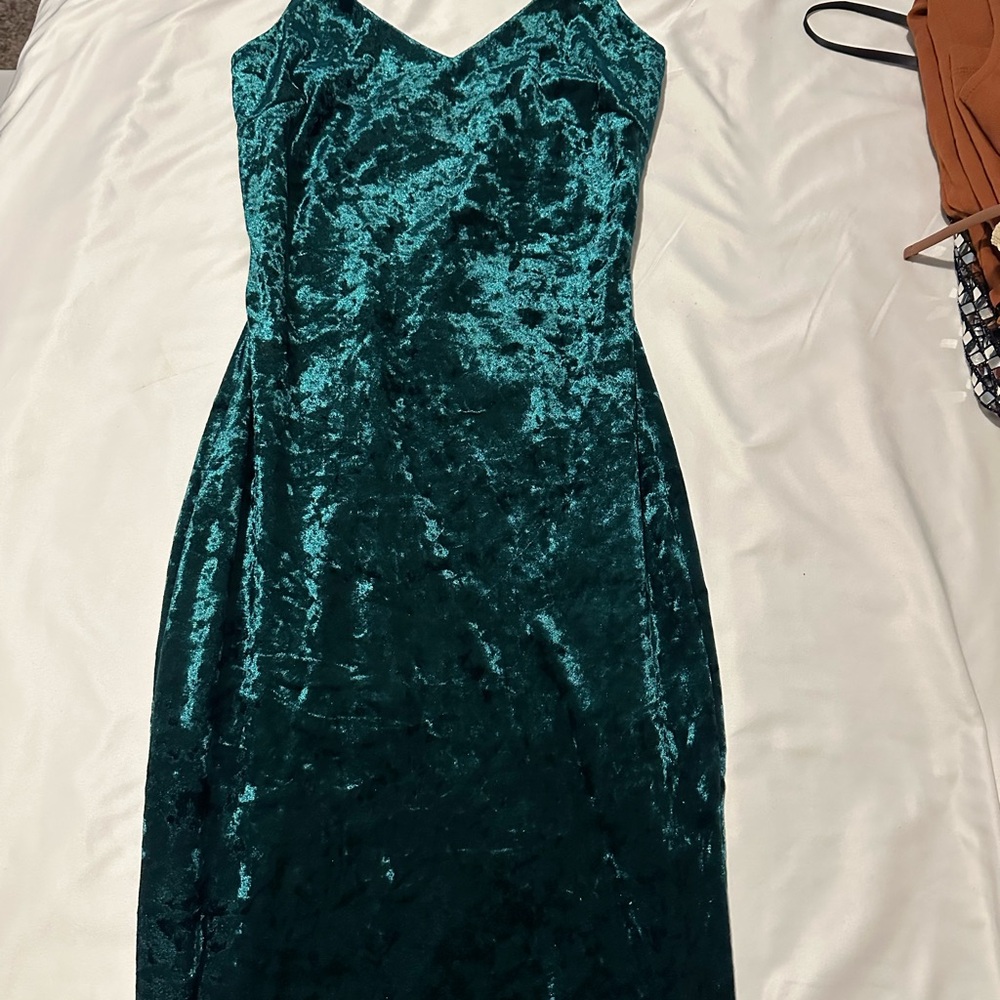 Fashion Nova Green Sheath Midi Dress Spaghetti Strap